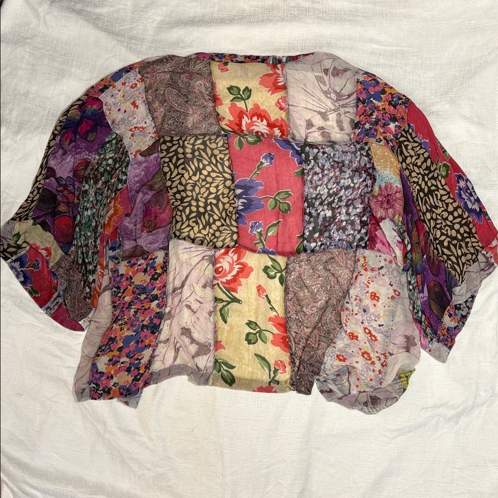 Young Threads Patchwork Boho Kimono – Mixed Flora… - image 4